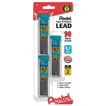 Pentel® Super Hi-Polymer 0.7 MM Medium Pencil Lead, Package Of 3