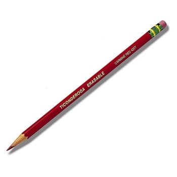 Image for Ticonderoga® By Dixon® Red Pre Sharpened Erasable Pencil, Pack Of 12 from HD Supply