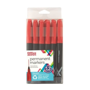 Image for Office Depot® Red Ink Fine Point Permanent Marker, Package Of 12 from HD Supply