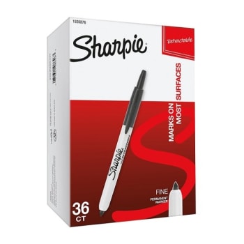 Image for Sharpie® Black Ink Fine Point Retractable Permanent Marker, Package Of 36 from HD Supply