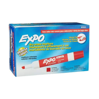 Expo® Red Chisel Point Low-Odor Dry-Erase Marker, Package Of 12