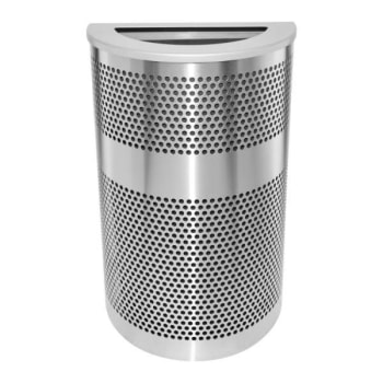 Venue 22 Gallon Half Round Perforated Stainless Steel Waste Receptacle W/ Lid (silver/platinum)