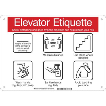 Image for Brady® Social Distancing And Hygiene Elevator Etiquette Sign from HD Supply
