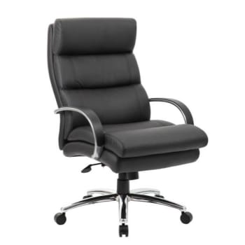 Boss Office Products Heavy Duty Chair, 400Lb Weight Capacity, Black, Padded Arms