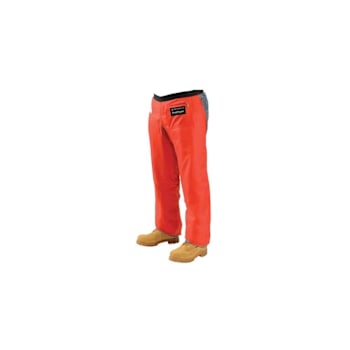 Chainsaw Chaps, 36" Long, Water Resistant, Orange, Package Of 1 Pair