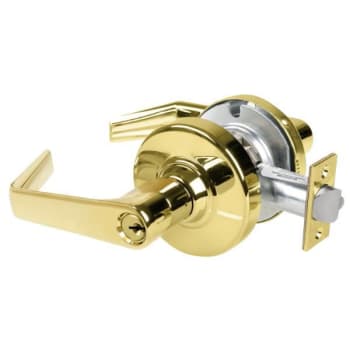 Schlage Alx Entrance Lockset, Saturn, S123 Keyway, Bright Brass, Non-handed