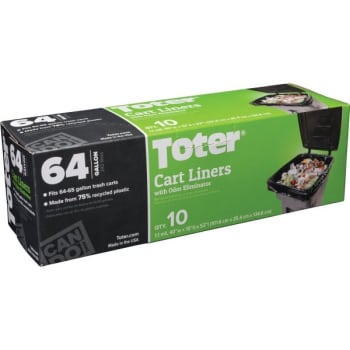 Image for Toter 1.1 Mil Low-Density Trash Can Liner For 64 Galllon Cart (10-Box) (Black) from HD Supply