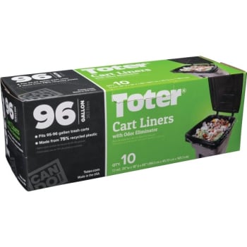 Toter 96 Gal 1.1 Mil Low-Density Trash Can Liner (10-Box) (Black)