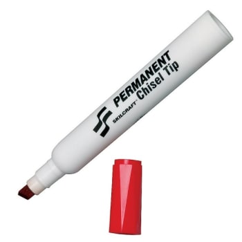 Image for SKILCRAFT® Red Chisel-Tip Large Permanent Marker, Package Of 12 from HD Supply