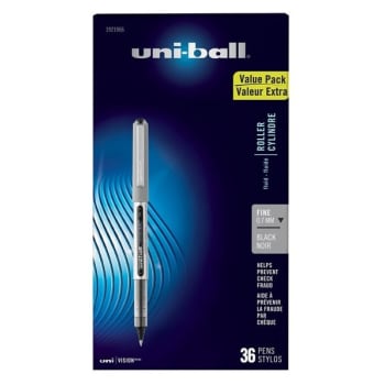Image for Uni-Ball® Vision 0.7 Millimeter Black Ink Fine Point Rollerball Pen, Pack Of 36 from HD Supply