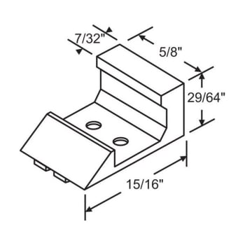 Balance Top Sash Guide, 1-13/16 Length X 1-3/16 Top X 1-1/32" Bottom, Nylon