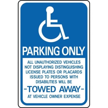 HY-KO "HANDICAPPED Parking Only" Sign, 18 x 12" Aluminum