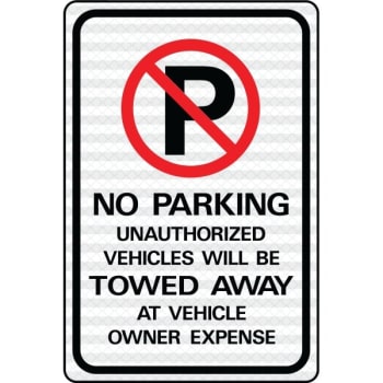 Image for Hy-Ko "no Parking Unauthorized Vehicles Towed" Sign, 12x18" Reflective Aluminum from HD Supply