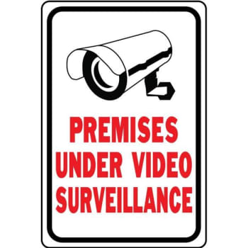Hy-Ko "premises Under Video Surveillance" Sign, 12 X 18" Standard Aluminum