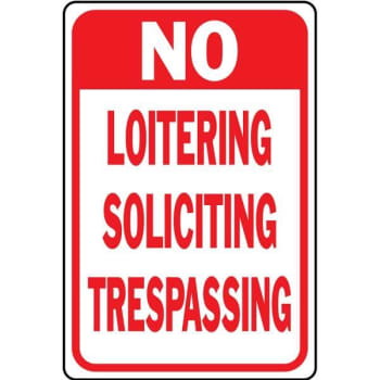Image for HY-KO "No Loitering Soliciting Trespassing" Sign, 12 x 18" Standard Aluminum from HD Supply