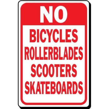 Hy-Ko "No Bicycles/Rollerblades/Skateboards" Sign, 12 X 18" Heavy Duty Aluminum