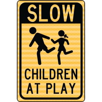 HY-KO "Slow Children At Play" Sign, 12 x 18" Reflective Heavy Duty Aluminum