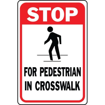 Image for Hy-Ko "stop For Pedestrian In Crosswalk" Sign, 12 X 18" Standard Aluminum from HD Supply