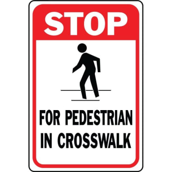 Image for HY-KO "Stop For Pedestrian In Crosswalk" Sign, 12 x 18" Heavy Duty Aluminum from HD Supply