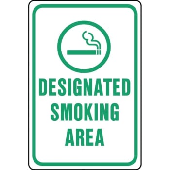 HY-KO "Designated Smoking Area" Sign, 12 x 18" Heavy Duty Aluminum