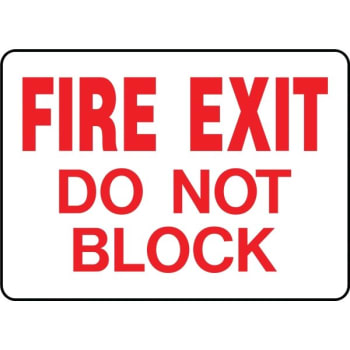HY-KO "Fire EXIT Do Not Block" Sign, 10 x 14" Standard Aluminum