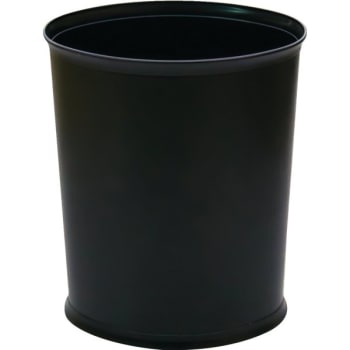 Wescon Lancaster 13 Quart Oval Black Plastic Wastebasket, Case Of 8