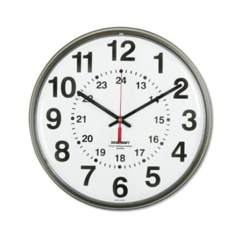 Image for SKILCRAFT Atomic Slimline Wall Clock, 12.75 Overall Diameter, Black Case, 1 Aa from HD Supply