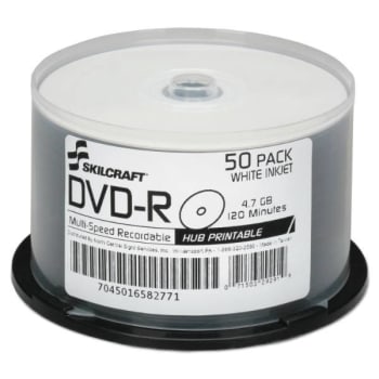 Image for SKILCRAFT Inkjet Printable DVD-R, Package Of 50 from HD Supply