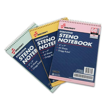 Image for SKILCRAFT Steno Pad, Gregg Rule, 6 X 9, Assorted Colors, 60 Sheets, Package Of 3 from HD Supply