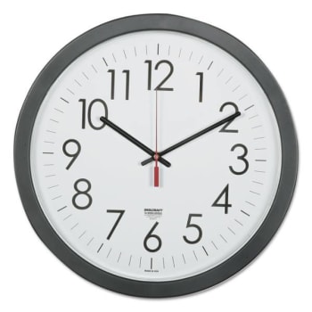 SKILCRAFT Quartz Wall Clock, 14.5 Overall Diameter, Black Case, 1 Aa
