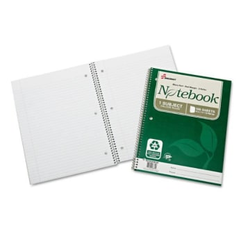 SKILCRAFT Recycled Notebook, 1, College Green 11 X 8.5, 100 Sheets, Package Of 3