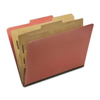 Image for Skilcraft Pocket-Style Folder, 2 Dividers, Letter, Earth Red, Pack Of 10 from HD Supply