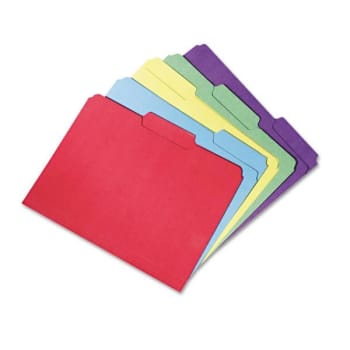 Skilcraft Recycled File Folders, 1/3-Cut 2-Ply, Letter, Assorted, Pack Of 100
