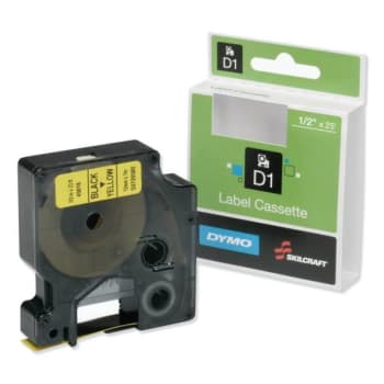 Image for SKILCRAFT Dymo Label Cassette, 0.75 X 23 Ft, Black/Yellow from HD Supply