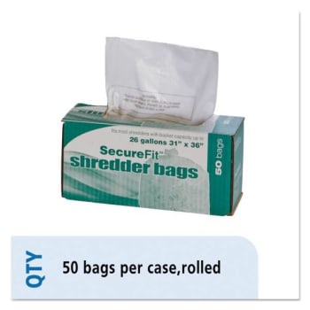 SKILCRAFT Heavy-Duty Shredder Bags, 26 Gal Capacity, Pack Of 50