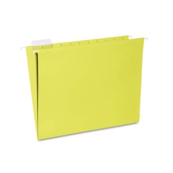 SKILCRAFT Hanging File Folder, Letter Size, 1/5-Cut Tab, Yellow, Pack Of 25