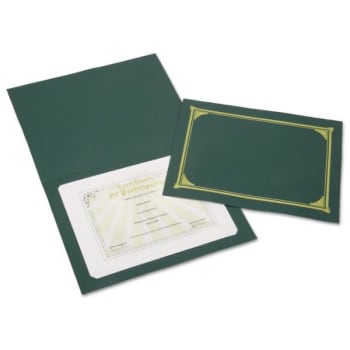 SKILCRAFT Gold Foil Document Cover, 12 1/2 X 9 3/4, Green, Package Of 6