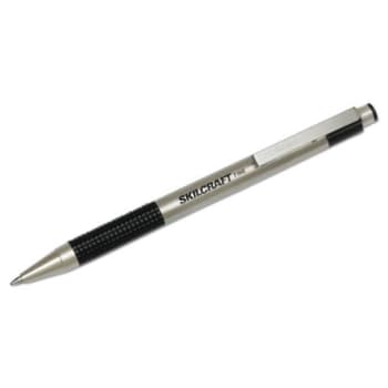 Skilcraft Zebra Retractable Ballpoint Pen, 0.7mm, Black Ink, Steel, Package Of 2