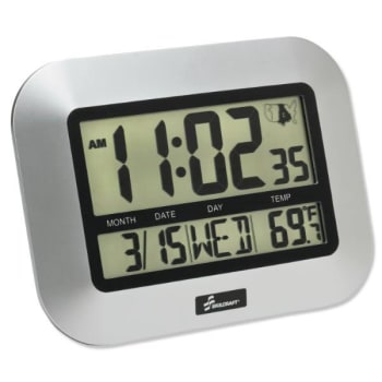 Image for Skilcraft Lcd Digital Radio-Controlled Clock, 7.25 X 9.75, Sliver Case, 2 Aaa from HD Supply
