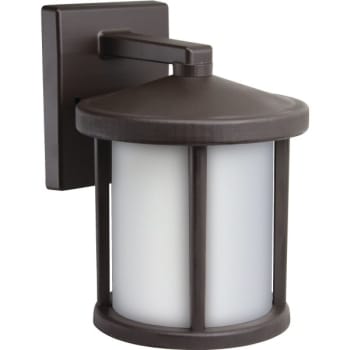 Liteco 1 Light Outdoor Wall Cylinder Fixture w/ Frosted Lens (Bronze)