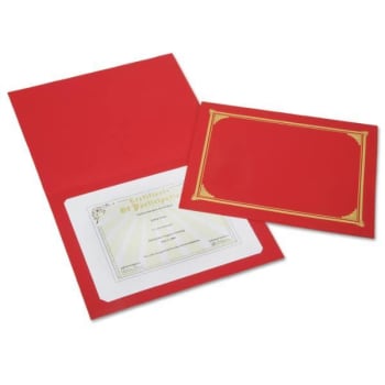 Skilcraft Gold Foil Document Cover, 12 1/2 X 9 3/4, Red, Package Of 6