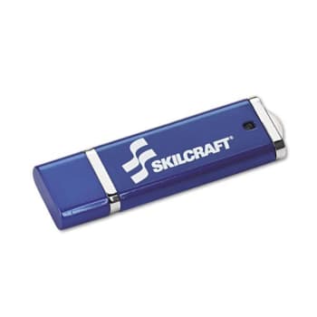 Skilcraft Usb Flash Drive With 256-Bit Aes Encryption, 8 Gb, Blue