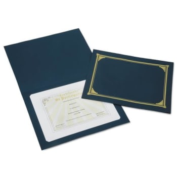 Skilcraft Gold Foil Document Cover, 12 1/2 X 9 3/4, Blue, Package Of 5