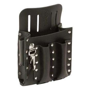 Klein Tools® 5-Pocket Black Leather Tool Pouch With Knife Snap