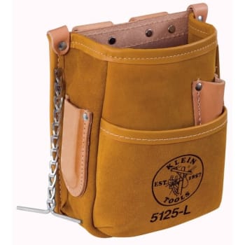 Image for Klein Tools® 5-Pocket Brown Leather Pocket Tool Pouch With Tape Thong from HD Supply