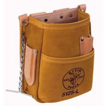 Image for Klein Tools® 5-Pocket Brown Leather Pocket Tool Pouch With Tape Thong from HD Supply
