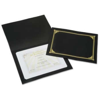 SKILCRAFT Gold Foil Document Cover, 12 1/2 X 9 3/4, Black, Package Of 5