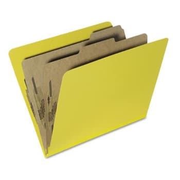Image for Skilcraft Pressboard Top Tab Classification Folder, 2, Letter, Yellow, Pack Of 10 from HD Supply