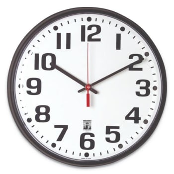 SKILCRAFT Self-Set Wall Clock, 12.75 Overall Diameter, Black Case, 1 Aa