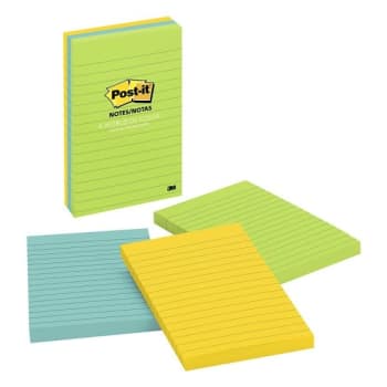 Image for Post-It® Jaipur Colors Lined Original Pads 4" x 6", Package Of 3 from HD Supply